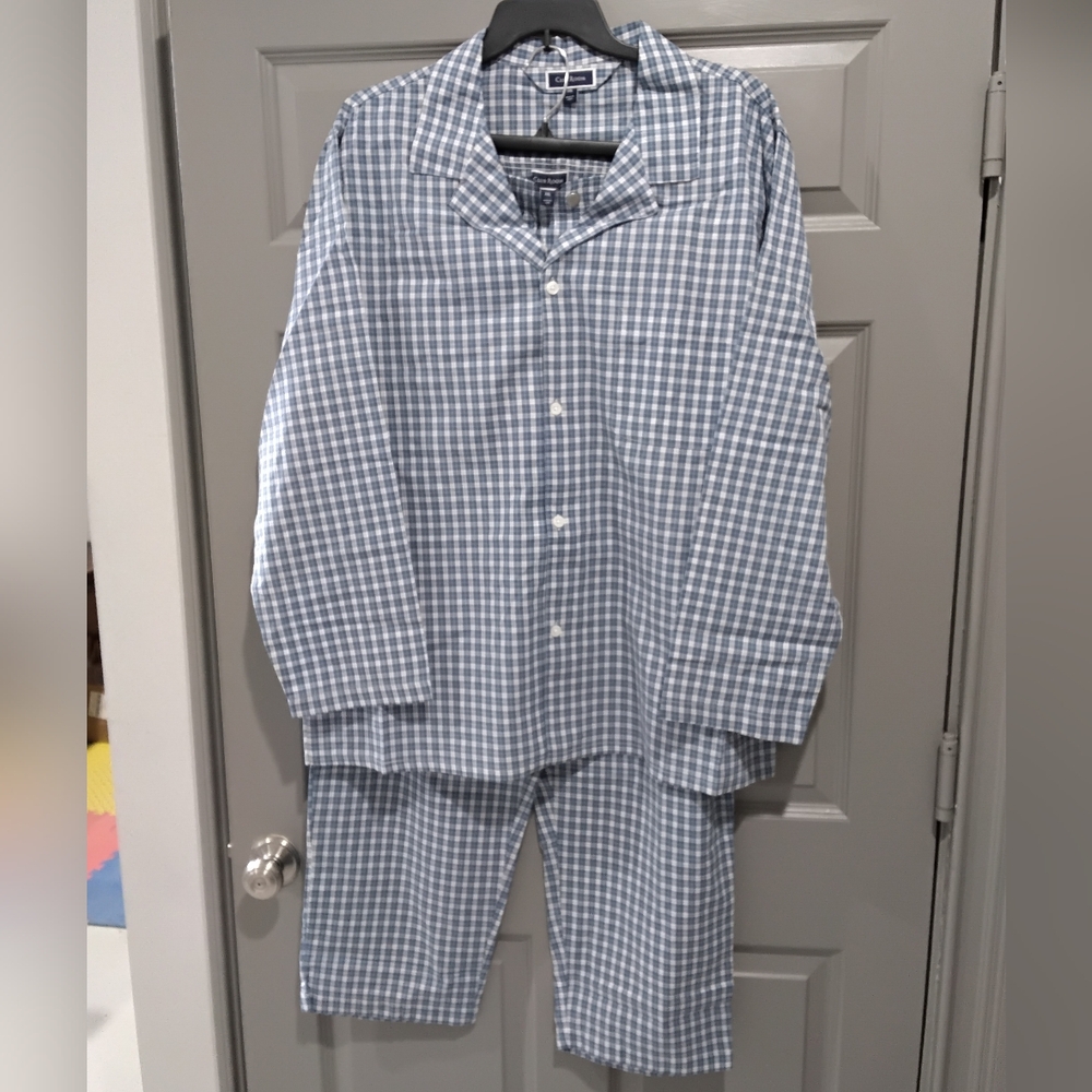 Club Room Men's Blue Checkered Pajama Set